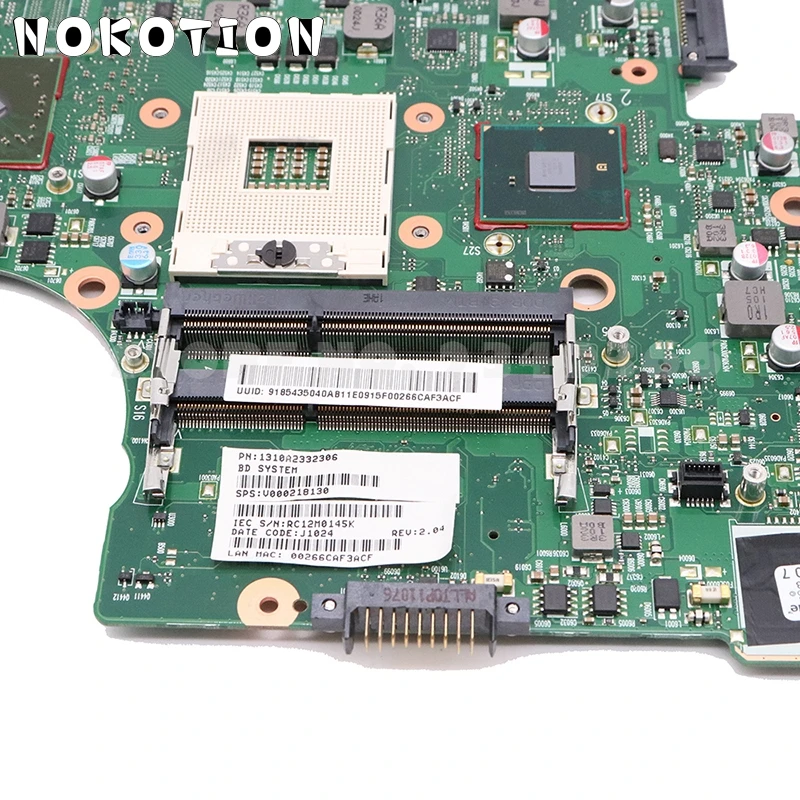 NOKOTION V000218030 V000218130 V000218140 для Toshiba Satellite L650 L655 Материнская плата ноутбука HM55 DDR3 HD4500 Процессор
