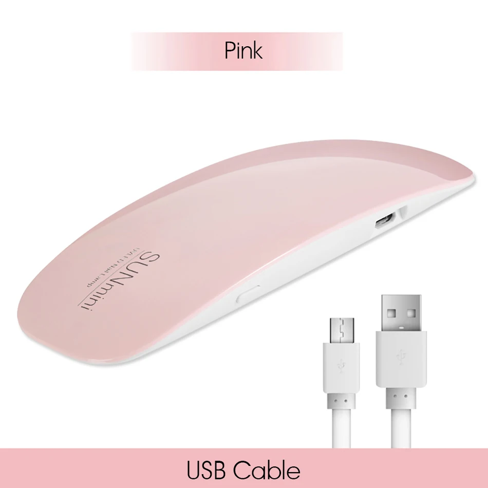 ROHWXY УФ-светодиодный гель-лампа для маникюра, Сушилка для ногтей для быстрой сушки всех гель-лаков 66 Вт, лампа для дизайна ногтей, инструменты для домашнего использования, дизайн ногтей «сделай сам» - Цвет: Mini 6W (USB)Pink