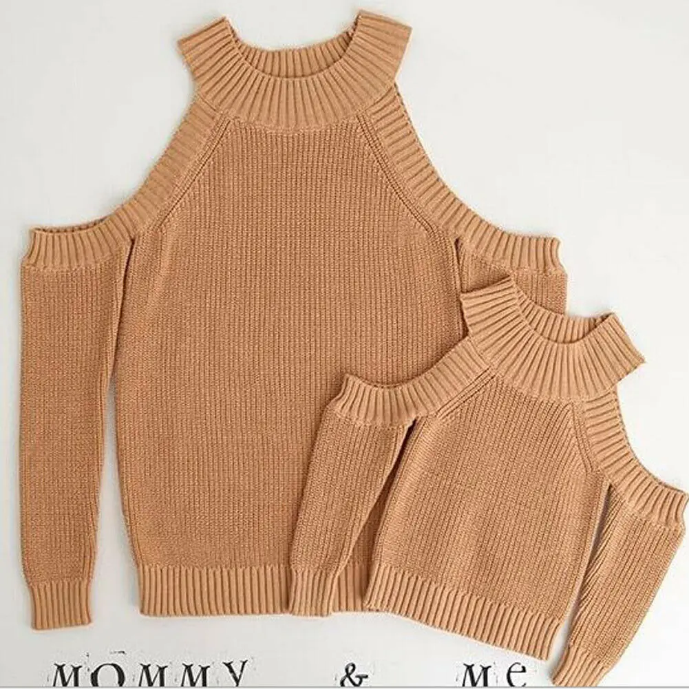 Emmaaby/Одинаковая одежда для мамы и дочки, блузка с открытыми плечами для женщин и девочек, свитер, топы