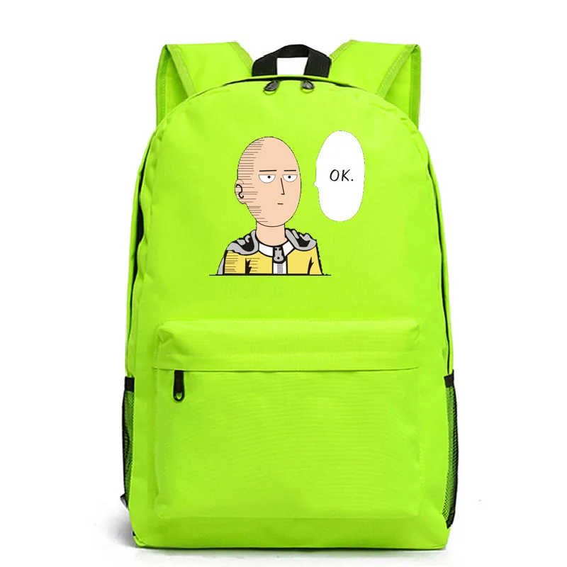 One Punch Man Hero Сайтама оппай аниме водонепроницаемый нейлоновый рюкзак для женщин Дорожная много карманов рюкзаки школьная сумка для подростков - Цвет: green pattern 2