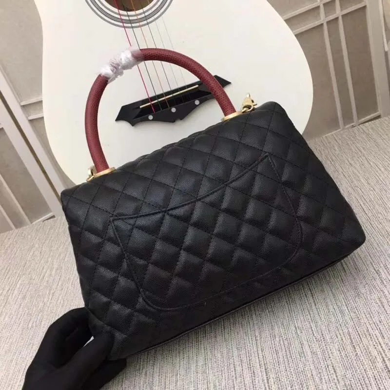 Black red Роскошная новая стильная модная Высококачественная сумка из натуральной кожи с икрой золотая цепочка с клапаном женская сумка на плечо с ромбовидным принтом женские ручные сумки - Цвет: Black red