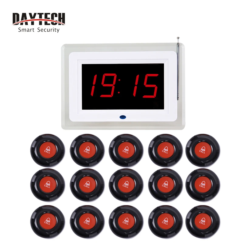 DAYTECH Coaster пейджер ресторан пейджер вызова системы 433 МГц передатчики вызова - Цвет: Panel and 15 Buttons