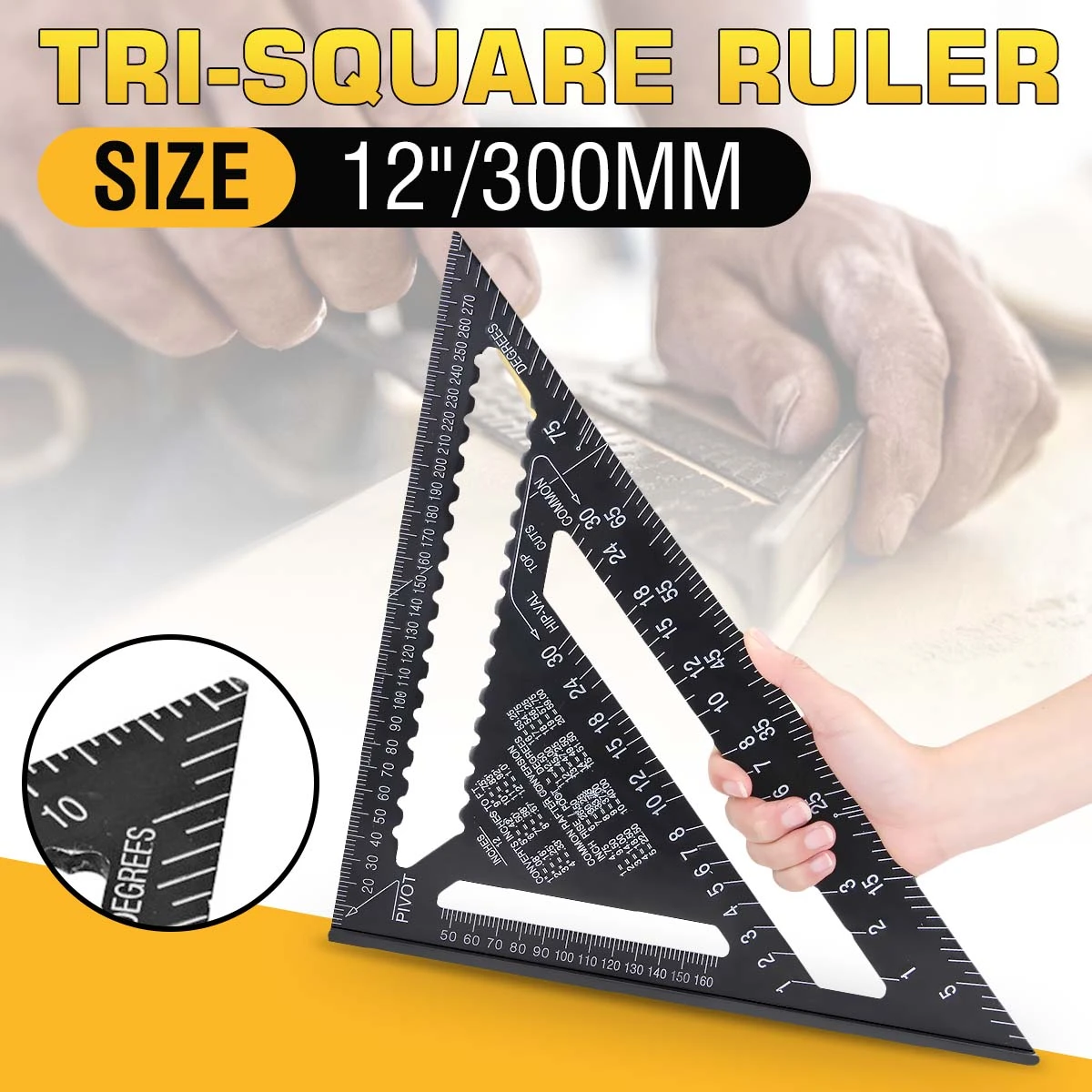 30cm Aluminium Set Square ruler 12" Protractors Rafter Angle Frame Measuring Carpenter Measurement woodworking Triangular Rule wind measuring instrument