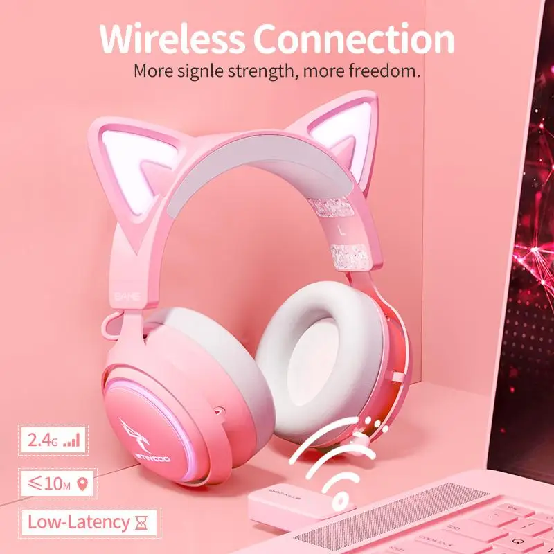 Headset SOMiC GS510 Pro, Bluetooth Sem Fio 2.4G, Fone Orelha de Gato Gamer  – ROLKO tech