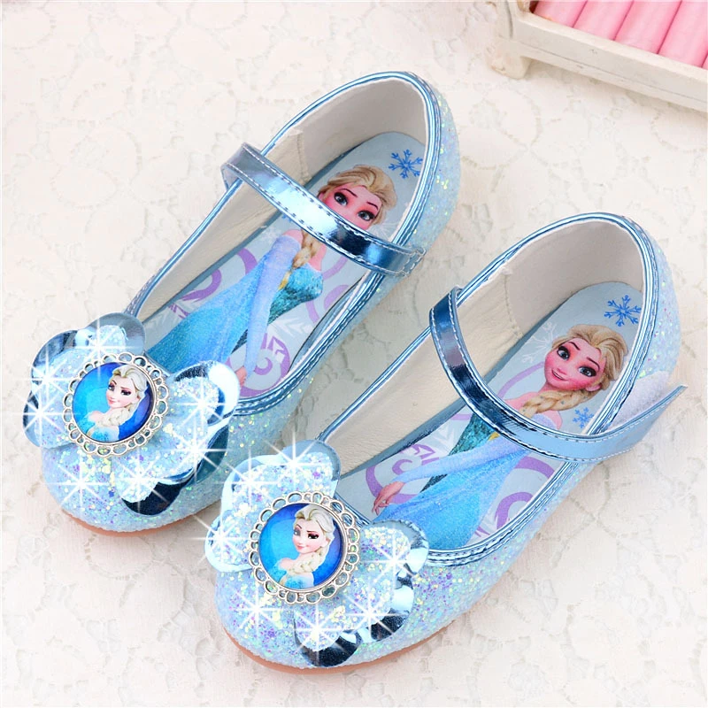 zapatos de para niñas, de suela plana, elsa, Princesa, cristal, frozen, con diamantes de imitación brillantes, cómodos|Zapatillas deportivas| AliExpress