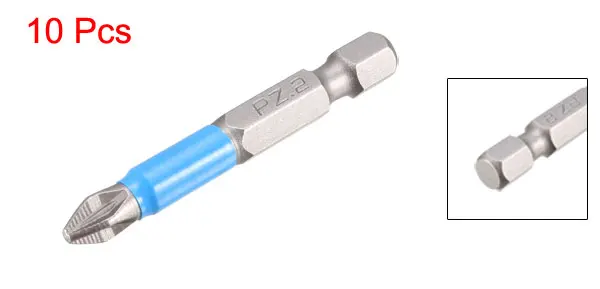 H1or4xPZ2x50mm 10p Uxcell H1/4 шестигранный хвостовик Магнитный Pozidriv Отвертка Длина бит S2 легированная сталь Нескользящая отвертка Биты пескоструйная обработка PZ2 - Цвет: H1or4xPZ2x50mm 10p