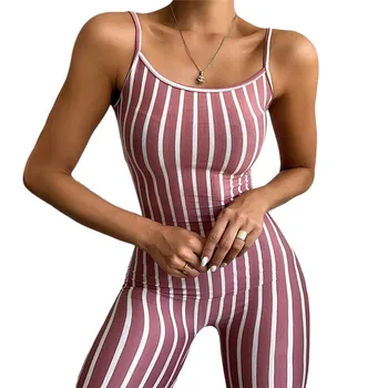 

Sexy Ladies Sleeveless Camis Strap V-neck Jumpsuit Women Striped Rompers Fashion Bodycon Jumpsuits Short Rompers Summer Bodysuit