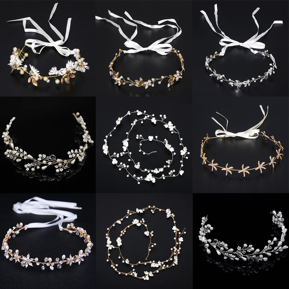 Women Girl Leaf Style Wedding Crown Bridal Tiara Vintage Bride Hair Hoop Golden Wedding Hair Accessories Hair Jewelry Hairband