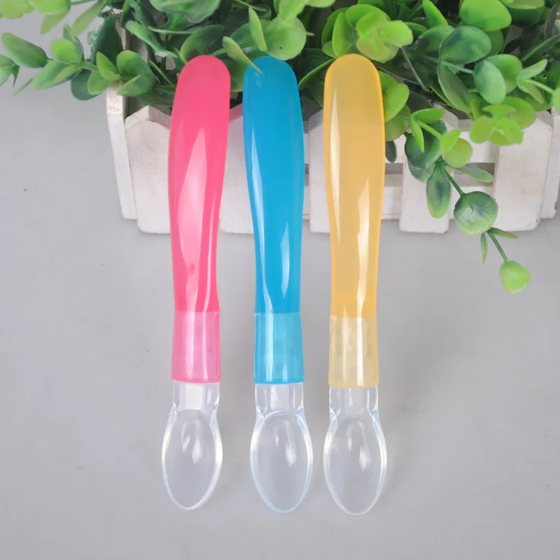 

1Pcs Transparent Newborn Baby Soft Silicone Spoon Baby boy girl Feeding Spoons Flatware Gifts For Kids