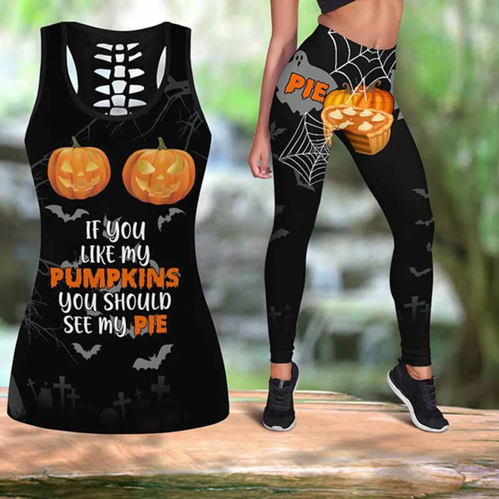 Fashion Print Two Piece Set Sleeveless Tank Vest Top Shorts Women Tracksuit 2021 Summer Fashion Casual Sporty Suits Halloween 1