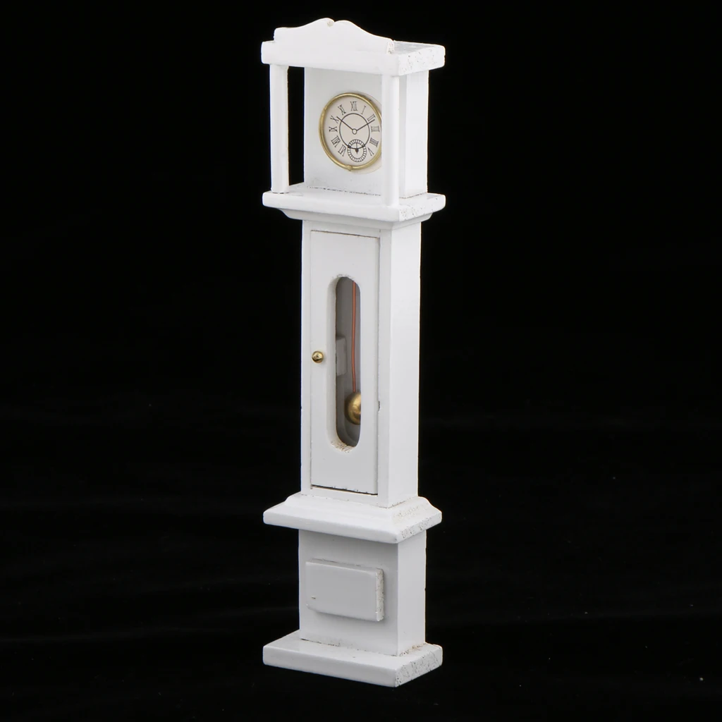 1/12 Dollhouse Miniature Room Furniture Vintage White Grandfather Clock