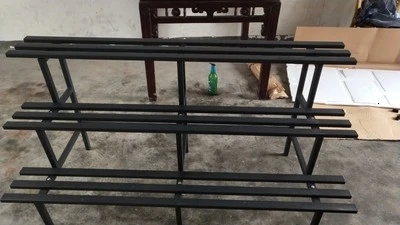 Прямоугольная многоэтажная лестница для цветов из нержавеющей стали для жаркой краски зеленая стойка для цветов редиски - Цвет: 75heightblack