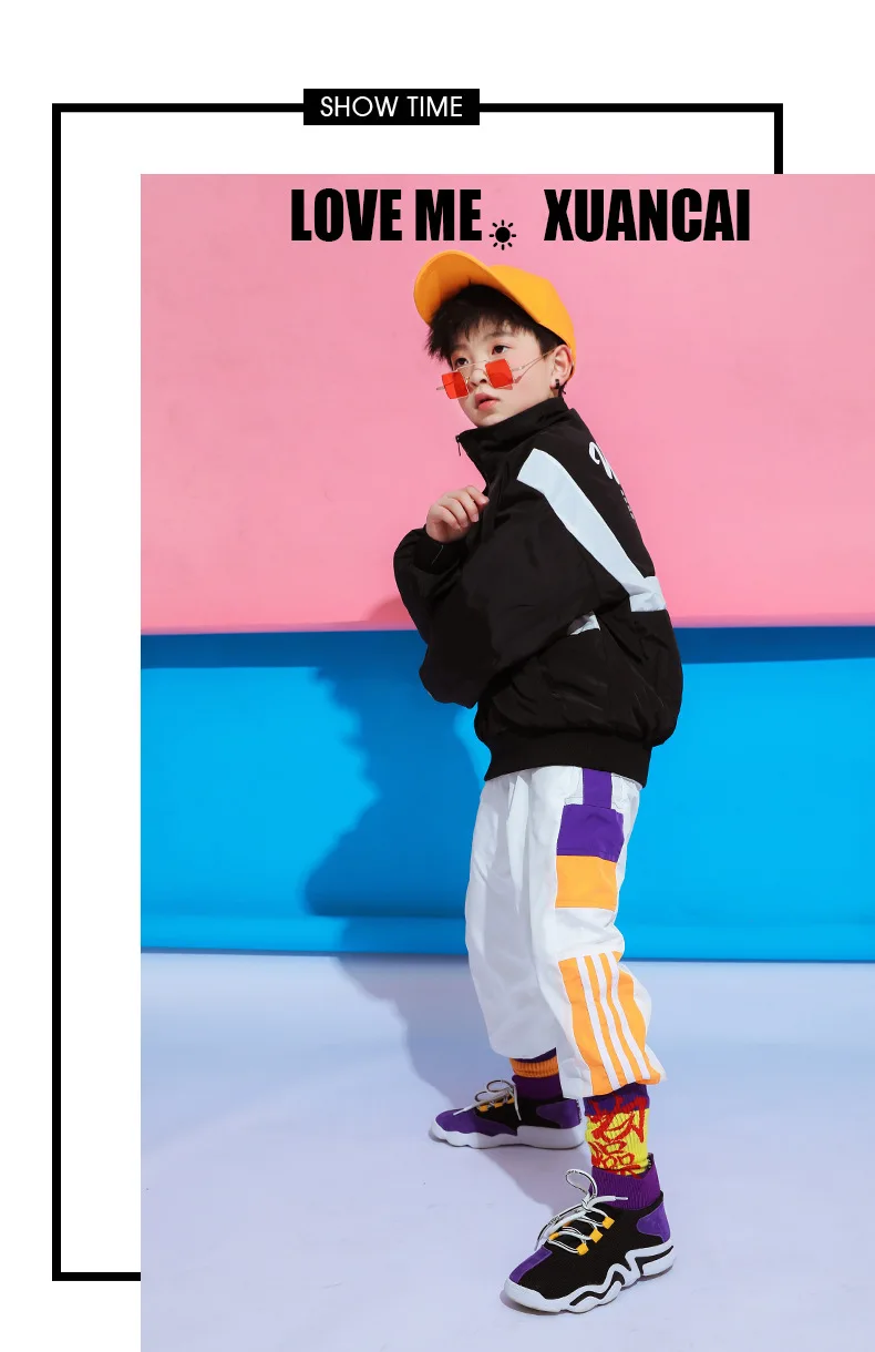 Children's Street Dance Wear Suit Loose Jacket+Pants 2 Piece Set Kids Girls Boys Hip Hop Costumes for Stage Performance 4-18T (9)