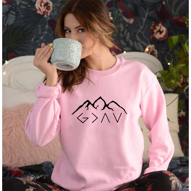 God Is more Than The Highs And Lows Christian Sweatshirt Повседневный пуловер с длинными рукавами для