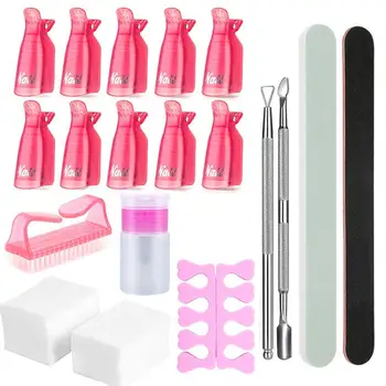 

1 Set Plastic Nail Art Soak Off Cap Clips Nail Art Tips for Fingers UV Gel Polish Remover Wraps Tools Cleaner Nail Degreaser
