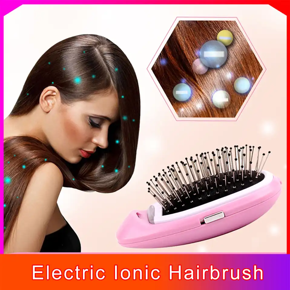 ポータブル電気イオンヘアブラシマイナスイオン櫛帯電防止マッサージリラクゼーションストレートヘアくしモデリングスタイリングヘアブラシ 櫛 Aliexpress