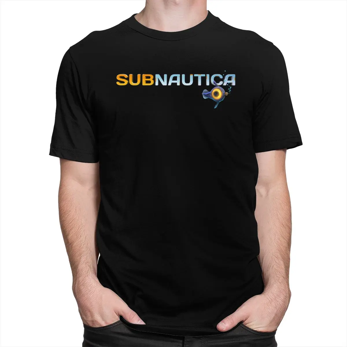 Men's Subnautica T Shirt Short-Sleeve Cotton Tshirt Printed Games Sea Leviathan Reaper Diving Fish Tee Tops Apparel Gift Idea | Мужская