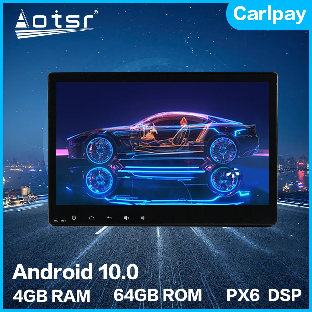 Aotsr Android 10 0 4 + 64G Автомобильный Радио плеер Авто GPS навигация автомобильный стерео