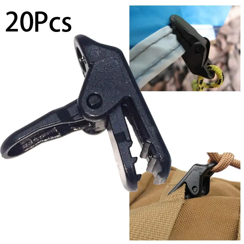 

20Pcs Heavy Duty Outdoor Camping Canopies Tent Awning Clamp Tarp Clips Balck Set Tents pull additional spot alligator clip T#