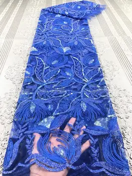 

2020 Newly Designed African Lace Fabric Wholesale French Lace Fabric High Quality Nigerian Tulle Sequin Lace Fabric