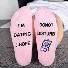 Женские, женские, зимние, вязаные, длинные носки, Kpop, забавные, для свиданий, с надписями, с рисунками животных, на подошве, хлопковые чулки 8