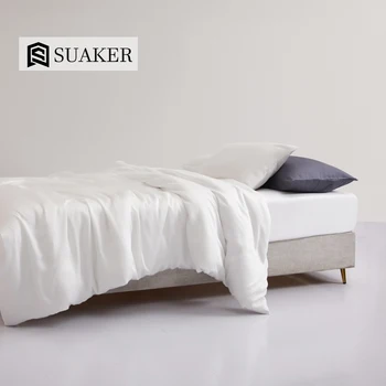 

Suaker Luxury Women White 100% Silk Bedding Set 25 Momme Silk Beauty Quilt Cover Queen King Flat Sheet Fitted Sheet Pillowcase