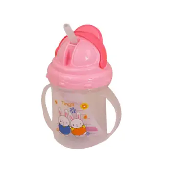 

High Quality Cute Baby Feeding Bottle Straw Cup Character Pattern Drinking Bottle Sippy Cups With Handles w