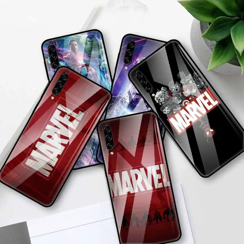 

Marvel Comics Logo Glass Case For Samsung Galaxy A70 A50 A40 A30 A20 S A10 A91 J4 J6 Plus A51 A71 Tempered Phone Coque Cas