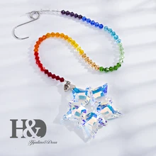 H& D годовое издание большая рождественская Снежинка орнамент AB Цвет Висячие Подвески с лентами& Подарочная коробка украшение для дома