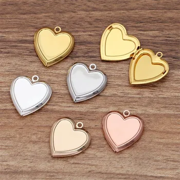 5pcs/Lot 22mm Metal Heart Box Vintage Reliquary Pendant Photo Locket For Diy Necklace Handicraft Jewelry Making Supplies Charm 1