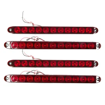 

4Pcs Red 11 LED Stop Brake Turn Tail Truck Trailer Car Submersible Light Bar