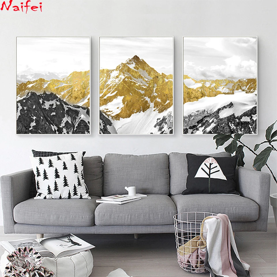 Wall-Art-Canvas-Poster-Painting-3-Panel-Golden-Snow-Mountain-Abstract-Prints-Pictures-Home-Decoration-For (1)