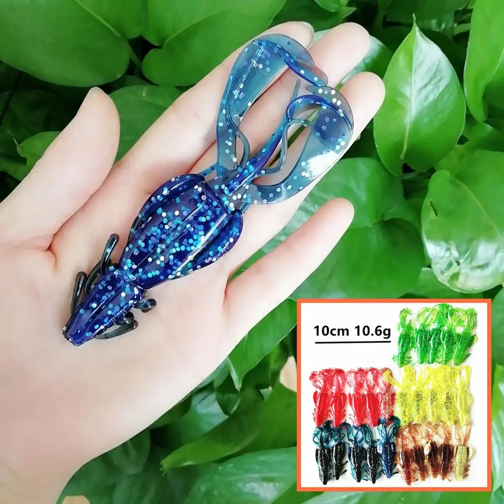 

Swolfy 25Pcs Soft Fishing Lure 10cm 10.5g Isca Artidicial Bait Silicone Double Colors T Tails Rubber Crap Wobblers Tackle