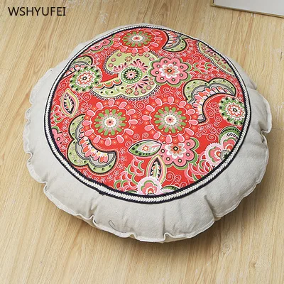 Хлопковый и льняной Круглый Большой Балконный Коврик для йоги, коврик для медитации, коврик для чайного столика Коврик для медитации удаляемый моющийся подушка