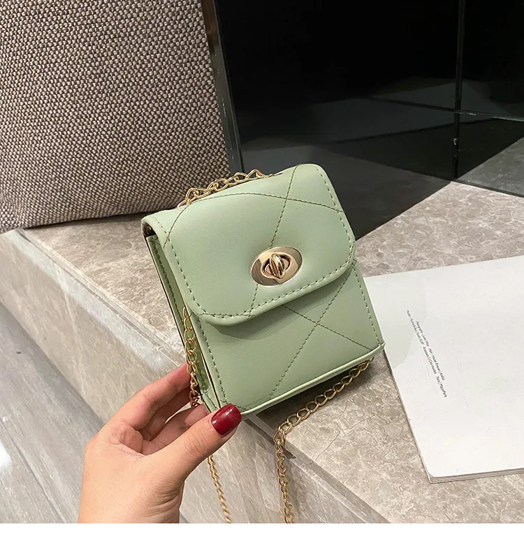 

Solid Color Bags Chain Design New Mini PU Leather Flap Bags For Women Summer Lady Shoulder bags Female Fashion Cross Body Bags