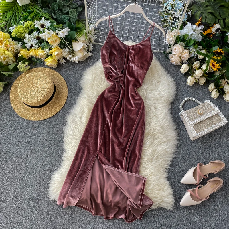 Новинка 2019 Осень зима женское модное сексуальное платье на тонких бретельках