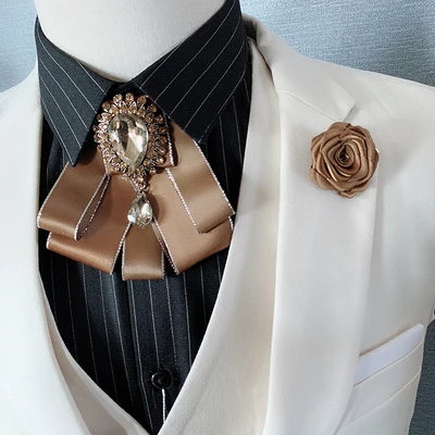 Free Shipping New male fashion Men's Wedding Groom Party Hosts Flower Collar flower Bow Tie pocket towel set 2 PCS SET - Цвет: set 19