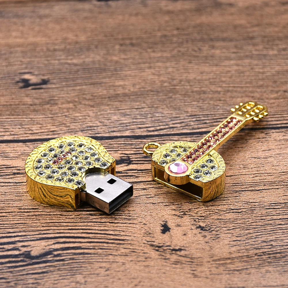 Гитара usb флэш-накопитель бриллиант ручка привод блестящая карта памяти Металлический Флешка 4 ГБ 8 ГБ 16 ГБ 32 ГБ 64 ГБ 128 ГБ 256 ГБ u Стик