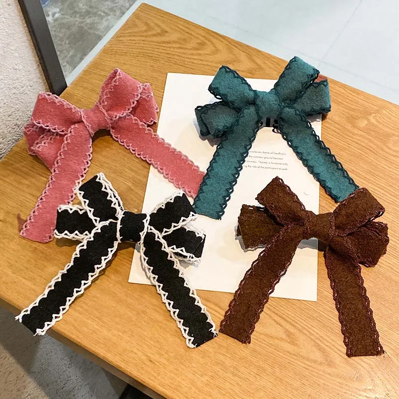 

Women Chic Bow Plush Korean Baby Girl Hairpin Pink Embroidery Bordered Hair Clips INS Barrettes Kids Headwear Bebes Accesorios