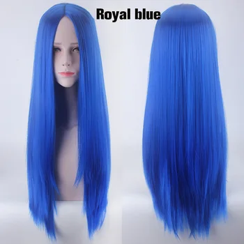 

MANWEI 32" 80cm Lady Long Straight Wine Red Party Cosplay Wig Synthetic Heat Resistant Full Hair Wigs Pink Black