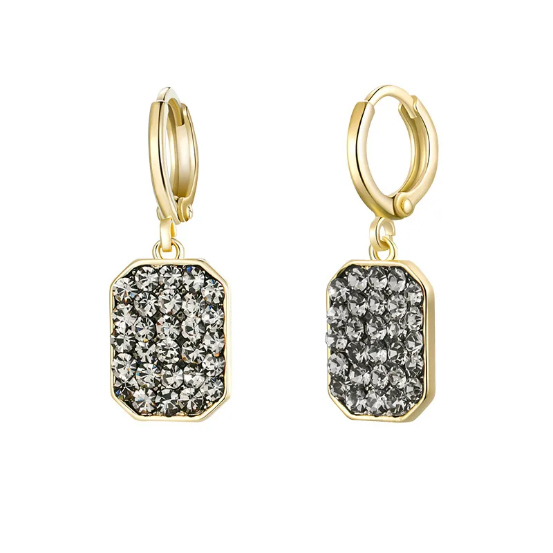 gold grey MAIKALE корейские модные квадратные золотые серебряные висячие серьги с камнями, фианит, голубой камень, CZ серьги для женщин, ювелирные изделия, подарки для девочек - Окраска металла: gold grey