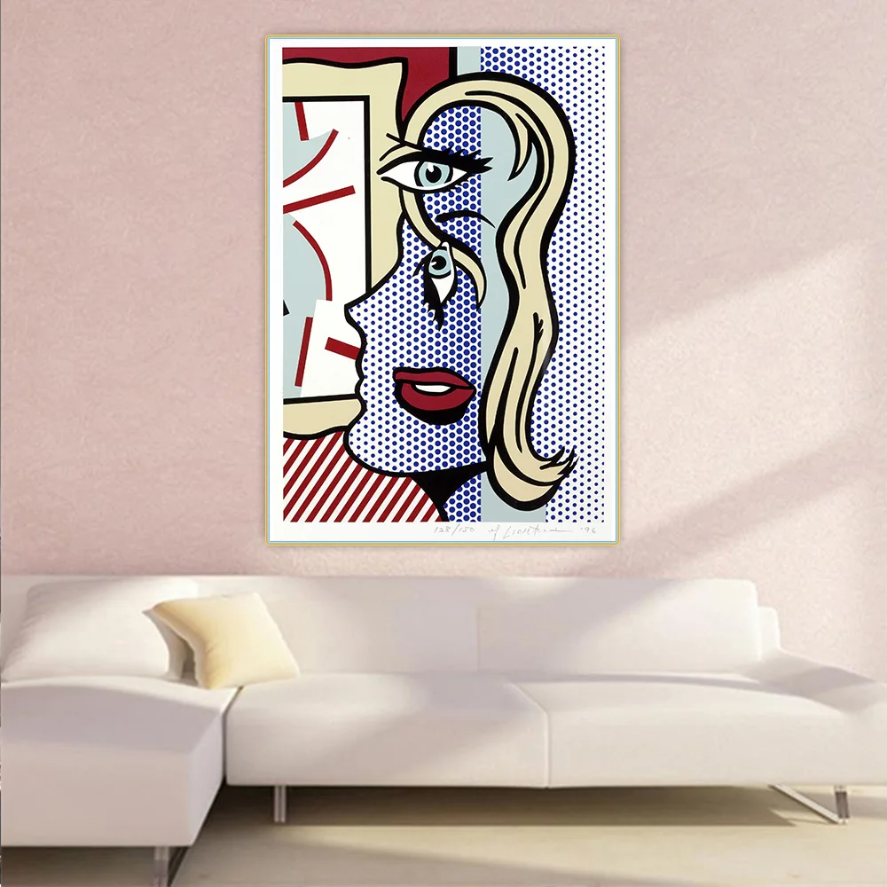 Citon Roy Lichtenstein 《 Art Critic 1996 Pop Поп Арт холст Картина маслом Художественный постер Настенная Декорация украшение