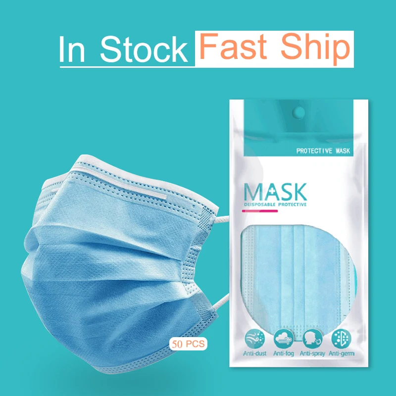 

Face Mask 50pcs Masks Dust Disposable Profession Elastic Mouth Soft Breathable Filter Safety Mask
