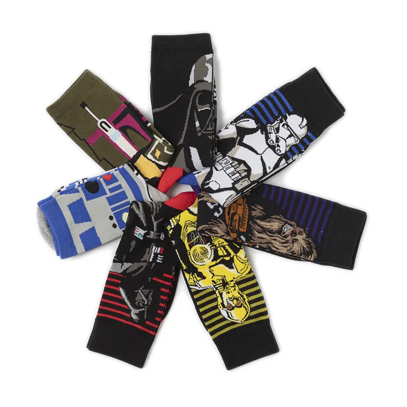 

6 Pairs Cartoon Thor Men Socks Cotton Comic Heros Pattern Socks Sports Skateboard Stockings Unisex Cycling Socks -