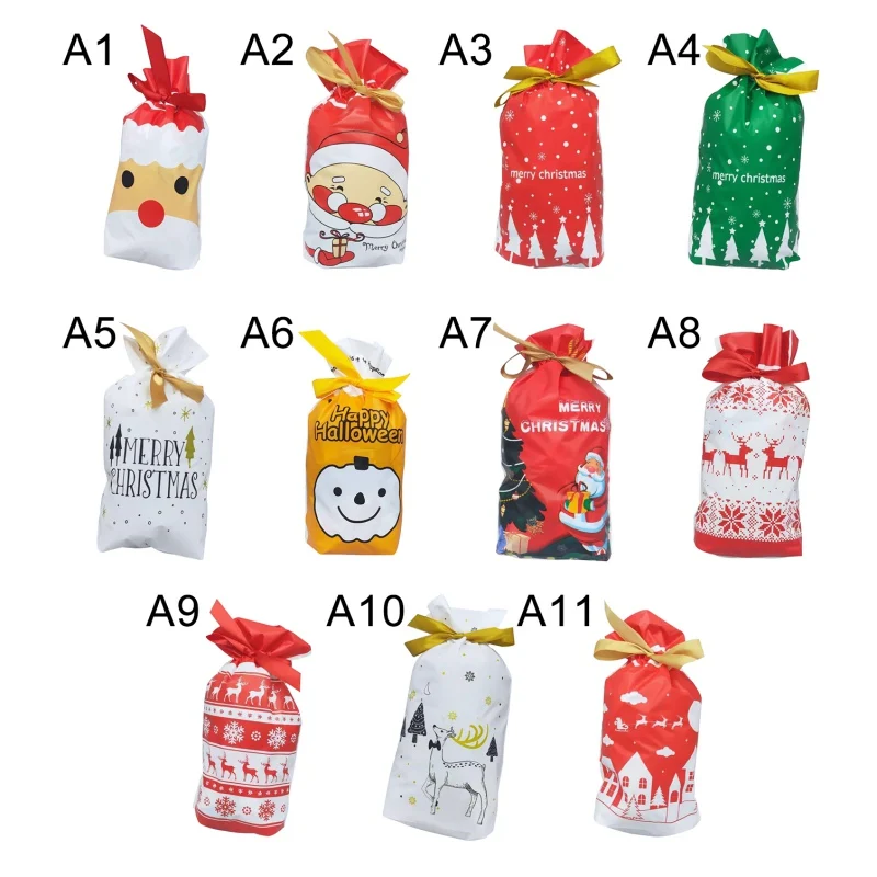 

50 PCS Christmas Candy Bags Pocket Sweet Candy Biscuit Christmas Gift Bag Santa Gift Bag Decorations 2020 New year Favors