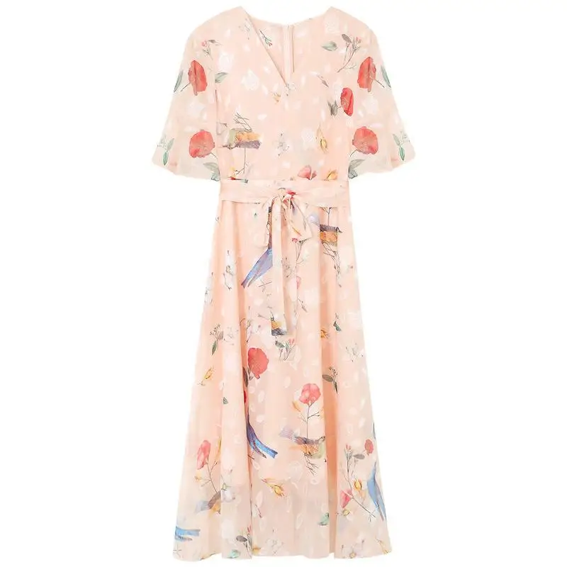 

2019 New Female Summer Mid-length Chiffon Bohemian Elegant Charming Style Casual Dress