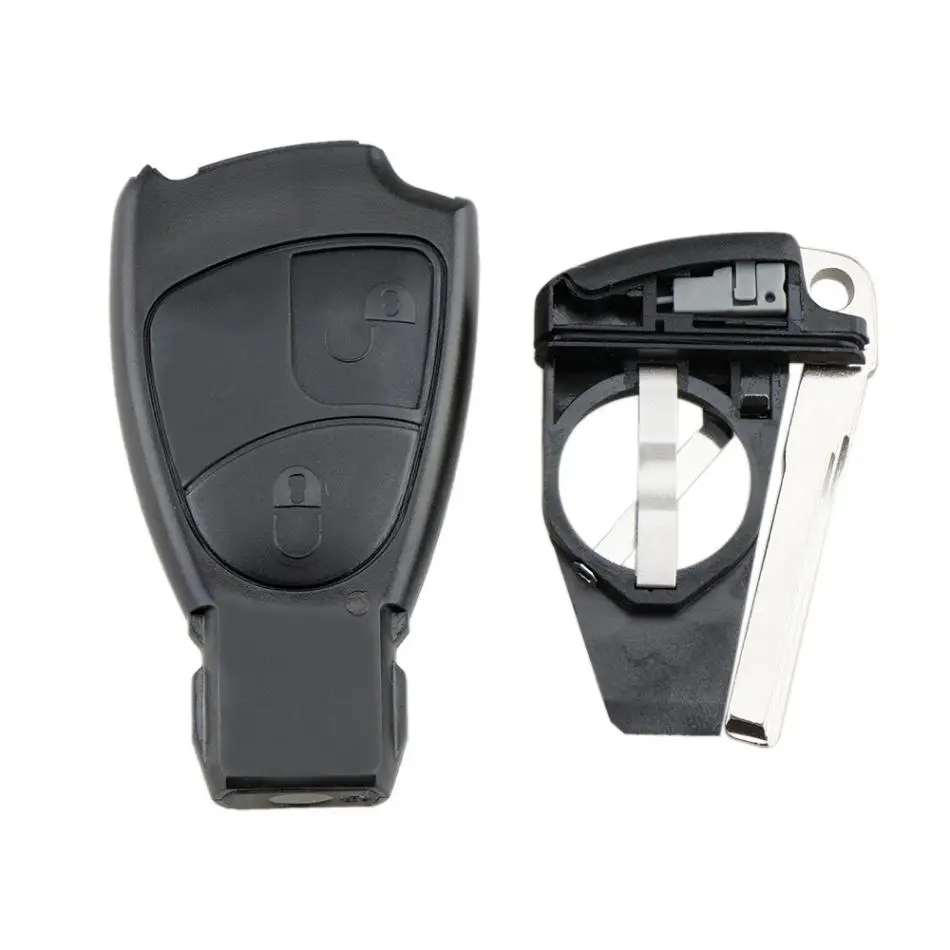 2 Buttons Car Key Fob Case Shell Replacement Smart Insert Key Remote Cover with Balde Fit for Mercedes BenzC E ML Class Sprinter