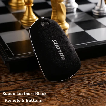 

Remote Car key Case For Cadillac DTS STS ELR CT5 XT6 2014 2015 2016 2017 2018 Suede Leather Smart 3 Buttons Car Accessories