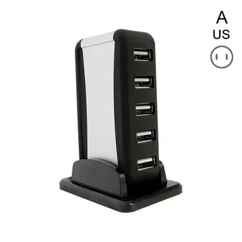 

New Vertical 7-port USB 2.0 USB Hub High Speed One Splitter with hub USB Seat and Supply Power Base Black Seven Ports J8U6