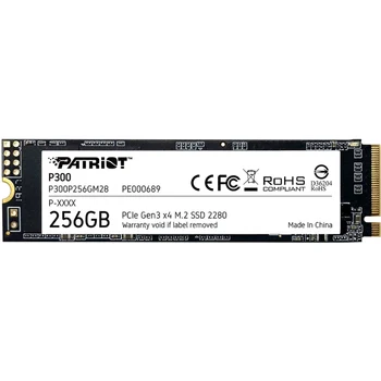 

SSD Patriot P300 P300P256GM28 SSD, M.2, 256Gb, PCI-Ex4, read: 1700 Mb / s, write: 1100 Mb / s, QLC 3D, ECC, buffer: 256 Mb